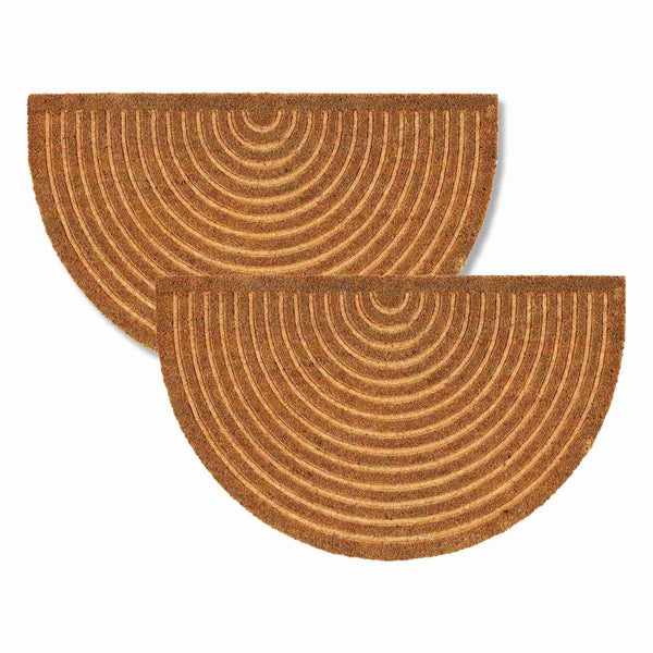 Zwei Fußmatten aus Kokosfaser mit Halbkreisdesign