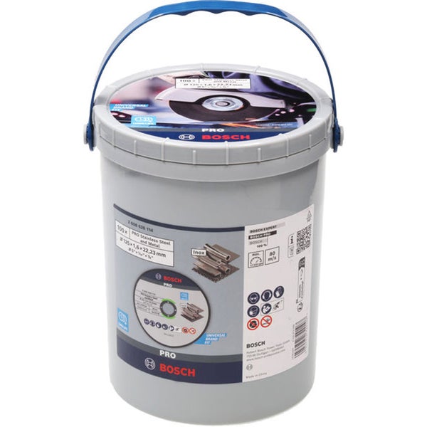 Bosch Pro Trennscheiben für Edelstahl und Metall im Eimer, 125x1,6x22,23 mm