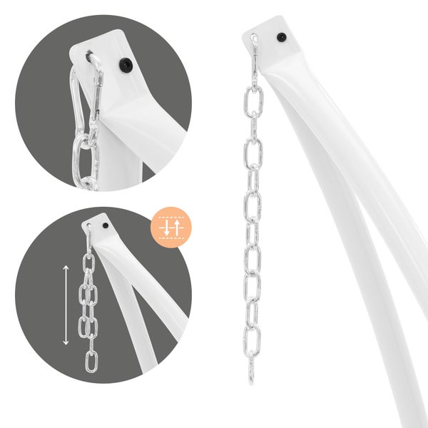 ECD Germany Hängesesselgestell Weiß, 208 cm, Belastung bis 120 kg, stabil & sicher, Stahlrohr, Freistehendes Hängestuhlgestell Hängesessel Hängestuhl Metallgestell Hängesesselständer Hängesitzständer