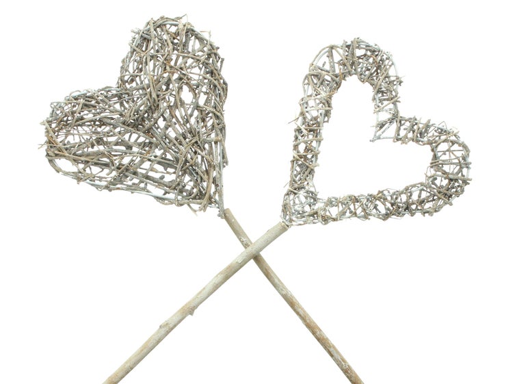 FRANK FLECHTWAREN | Stecker Herz, 2er Set, ULME, LÄRCHE, WEIDE, ca. 17 x 2 x 60 cm
