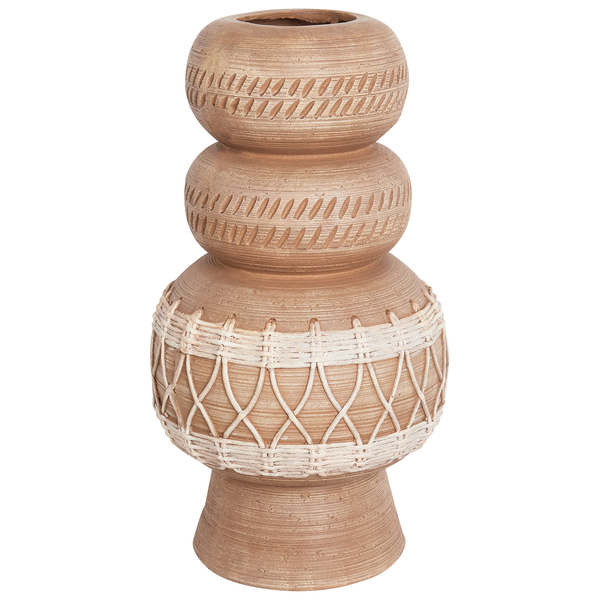 Dekorative Terrakotta Vase mit Flechtmuster