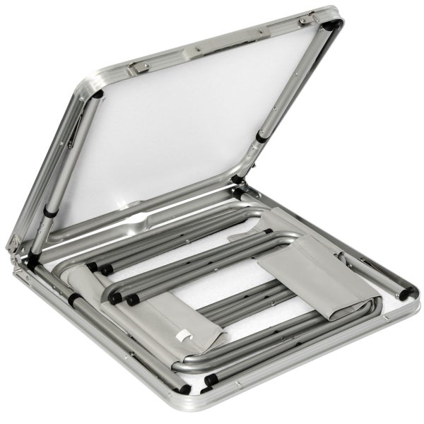 AMANKA klappbarer höhenverstellbarer Campingtisch 120x60x70cm inkl. 4 Falthocker Campingtischset Kofferformat Bambus