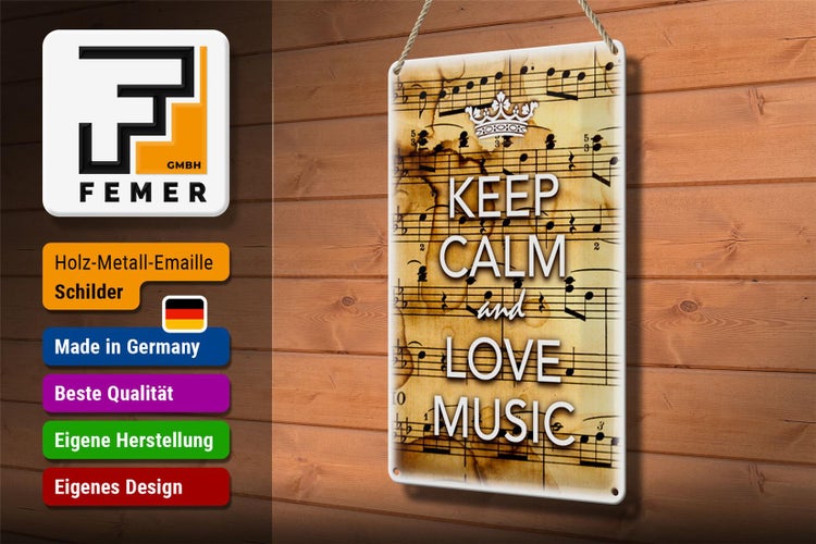 Blechschild Spruch 20x30cm Keep Calm and love music