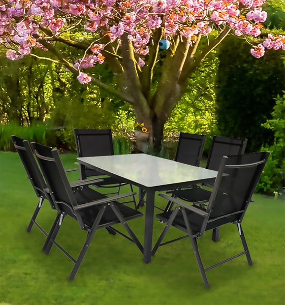 7 tlg. Gartenset Sitzgruppe Tisch Stühle 140 MA