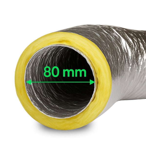 Isoflexrohr 80mm – 1 Meter isolierter Abluftschlauch für Klimageräte, Growboxen & mehr – 4-Schicht Isolierung, Hohe Schalldämpfung, Feuergeschützt & Extra Stabil