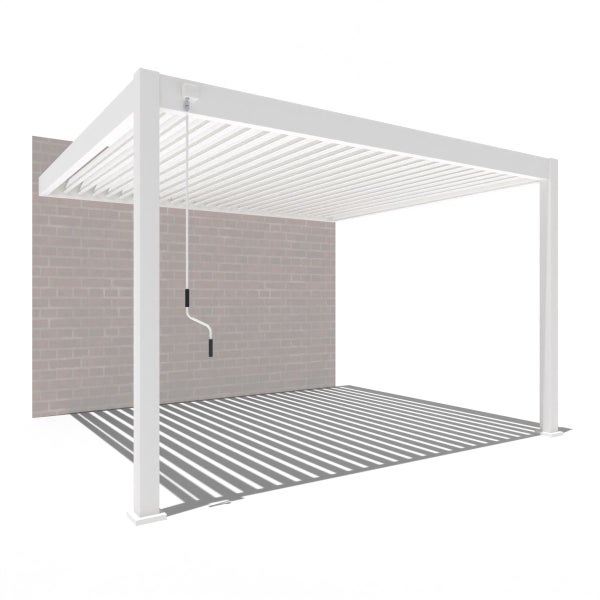 Weide Deluxe Wandpergola 3 x 4 M - Voll-Aluminium, Lamellendach, Weiß