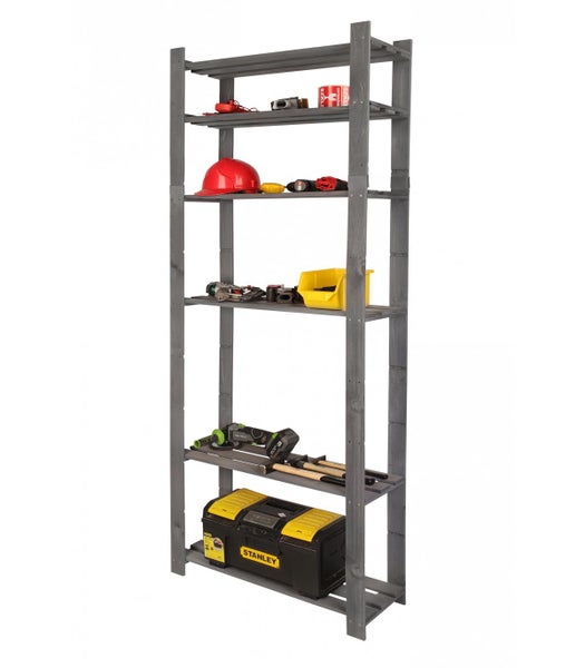 PROREGAL Holzregal Pinepeak HxBxT 200 x 80 x 28 cm 6 Fachboden 1,2 cm Dickes Kiefernholz Grau