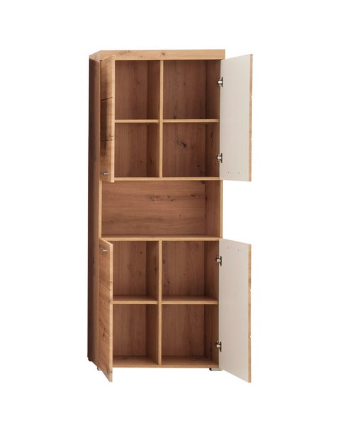 AmandaMando Bad Hochschrank 4 Türen, 1 offenes Fach Eiche Dekor. 73 X 31 X 190 cm