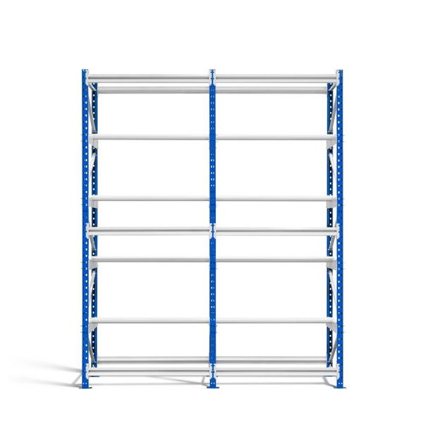 PROREGAL Spulenregal Maximus HxBxT 200 x 100 x 50 cm 3 Ebenen Spulenhalter Durchmesser 3,4 cm Lichtblau-Lichtgrau