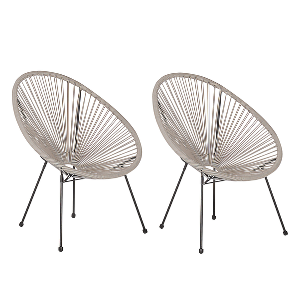 Gartenstuhl 2er Set ACAPULCO II Polyrattan Hellgrau
