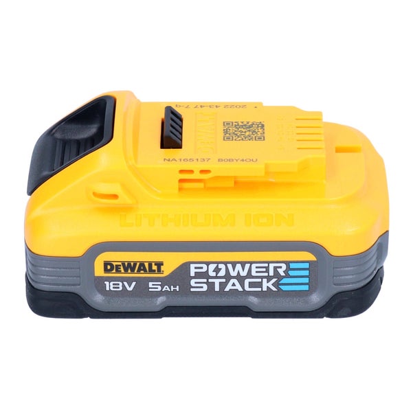 Gelb-grauer DeWalt 18 Volt 5 Ampere-Stunden Lithium-Ionen PowerStack Akku für Elektrowerkzeuge.