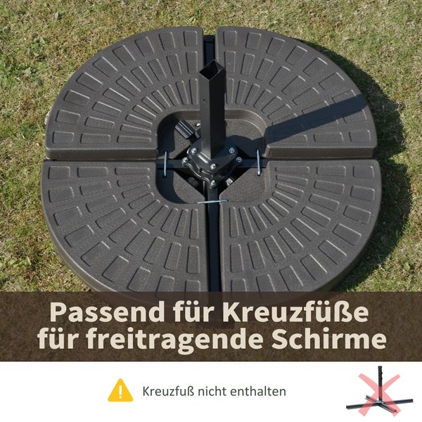 Outsunny  4-tlg. Schirmständer, mit 17 kg Wasser oder 25 kg Sand befüllbar, 100 x 100 x 10,5 cm, HDPE, Kaffee