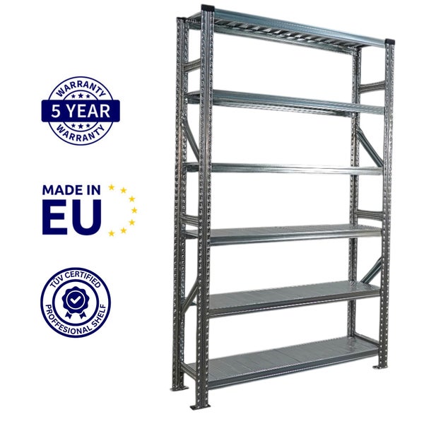 Metallregal mit fünf Regalböden, 5 Jahre Garantie, hergestellt in der EU, TÜV-geprüftes Regal