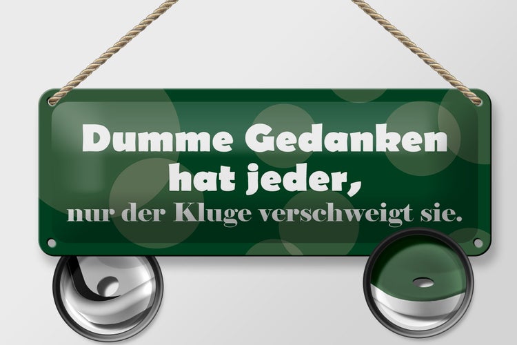 Blechschild Spruch 27x10cm Dumme Gedanken hat jeder Dekoration