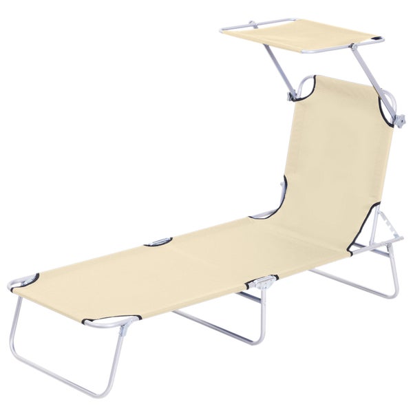 Strandliege mit Sonnendach und Metallgestell