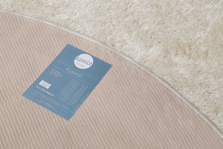 Teppich Rund Creme Weiß Hochflor Flavio Homie Living 120 cm rund