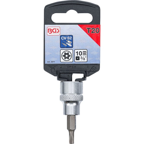 BGS Technic Torx-Bit mit T20-Größe und 10 Millimeter, 3/8 Zoll Aufnahme