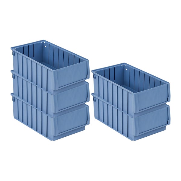 PROREGAL SparSet 5 x Regalkasten 400 BH Mit Etikett und Schutzhaube HxBxT 14 x 23,4 x 40 cm 9,9 Liter Sichtlagerkasten Sortimentskasten