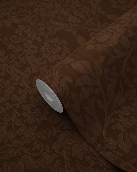 Rolle brauner Vinyltapete mit floralem Muster