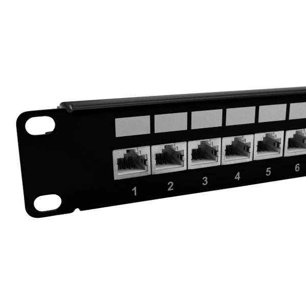 ProfiPatch Cat6a Patchpanel Patchfeld 19 Zoll 24 Port Verteilerfeld für Keystone Module RJ45 Rackeinbau geschirmt 1HE schwarz