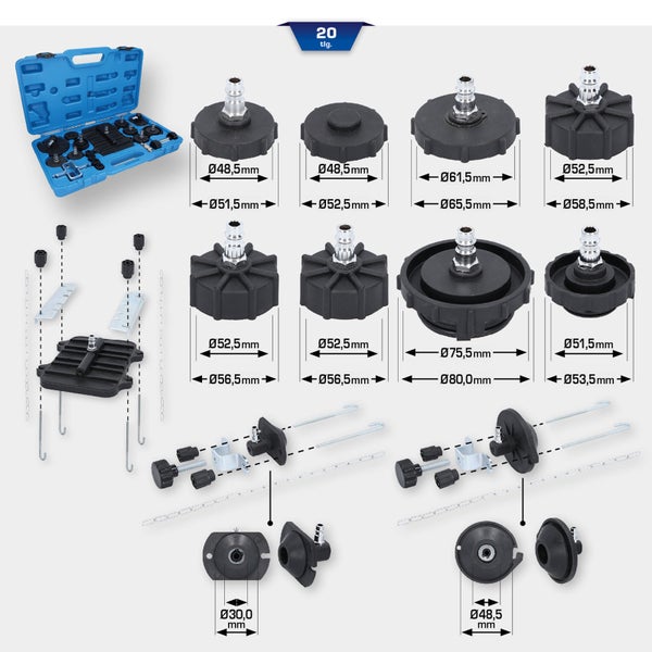 BRILLIANT TOOLS Universal-Adaptersatz zur Bremsentlüftung 20tlg. - BT701220