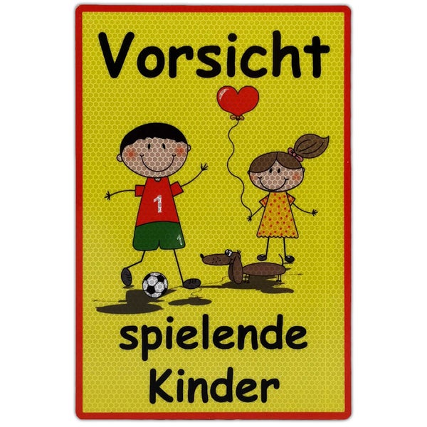 UvV Warnschild Vorsicht spielende Kinder 60 x 45 cm oder 30 x 20 cm reflektierend - hochwertiges Alu-Dibond Schild - Bedruckt mit reflektierender Folie - Gute Sichtbarkeit auch bei Dunkelheit / gelb 30x20