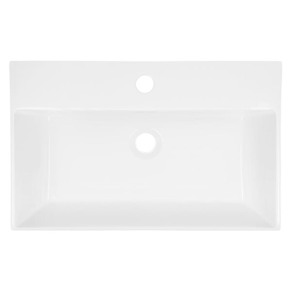 ECD Germany Waschbecken Waschtisch 605x365x130 mm Keramik Eckig Weiß + Wasserhahn Standard Chrom Eckig + Ablaufgarnitur Pop-Up Ventil Weiß, Aufsatzwaschbecken Becken Aufsatzwaschtisch Waschschale
