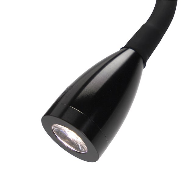 Schwarze LED-Lampe mit flexiblem Arm