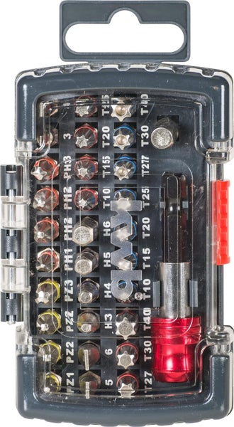 kwb Power Universelle Bit-Box-Set  32-tlg inkl. Bits, Schnellwechsel-Bithalter mit Magnet in stabiler Kunststoff-Box
