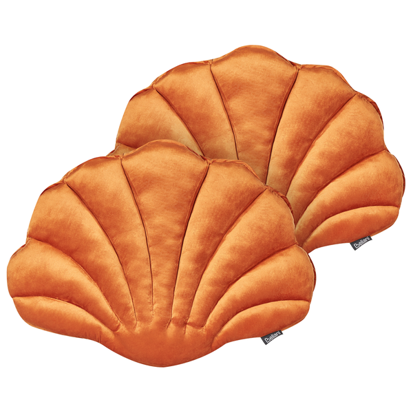 Dekokissen 2er Set CONSOLIDA Samtstoff 47 x 35 cm Orange Ohne Muster