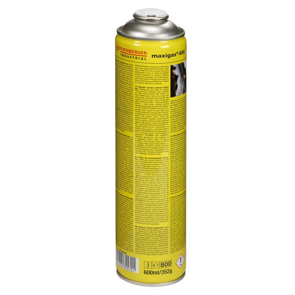 Rothenberger Industrial Maxigas 400 Gaskartusche, 600 Milliliter, 352 Gramm, hochentzündlich.