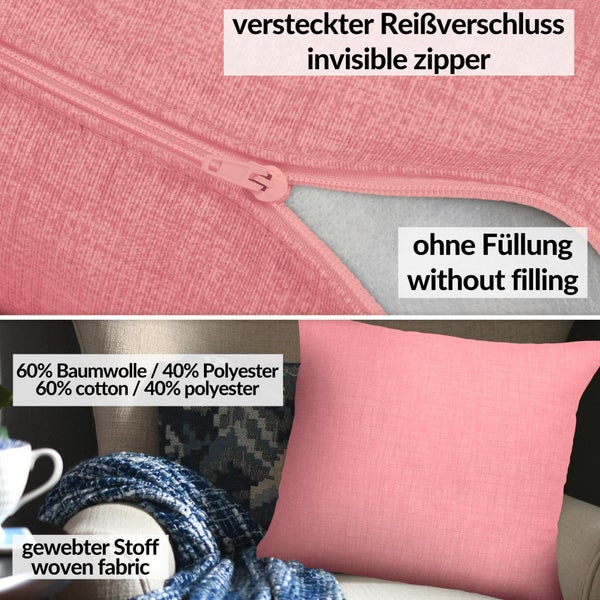 Kissenhülle Leinenoptik 60x60cm ohne Füllung Pink