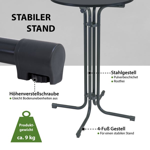 Stehtisch klappbar Ø 70 cm Höhe 110 cm Stahl Gastrotisch Partytisch Bistrotisch in Anthrazit