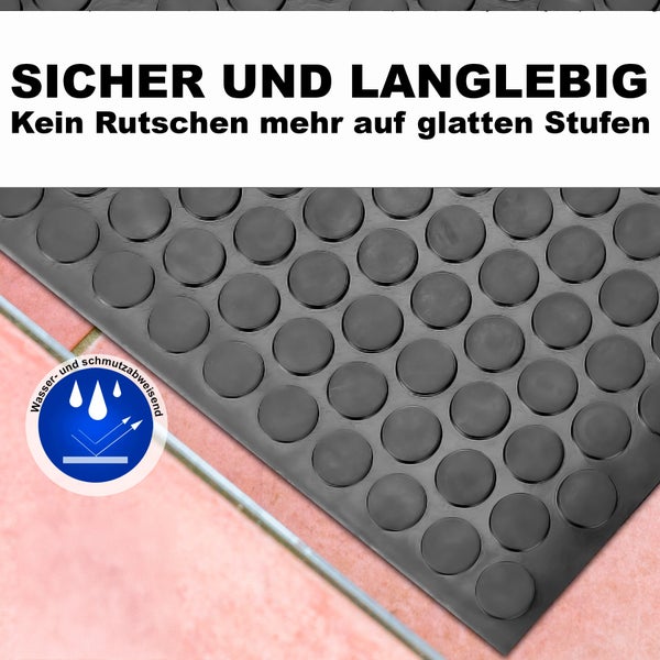 BigDean 5 Stück Stufenmatten aus Gummi – 75 x 25 cm – Outdoor Treppenstufenmatten – Anti Rutsch Gummimatten Kreis Design