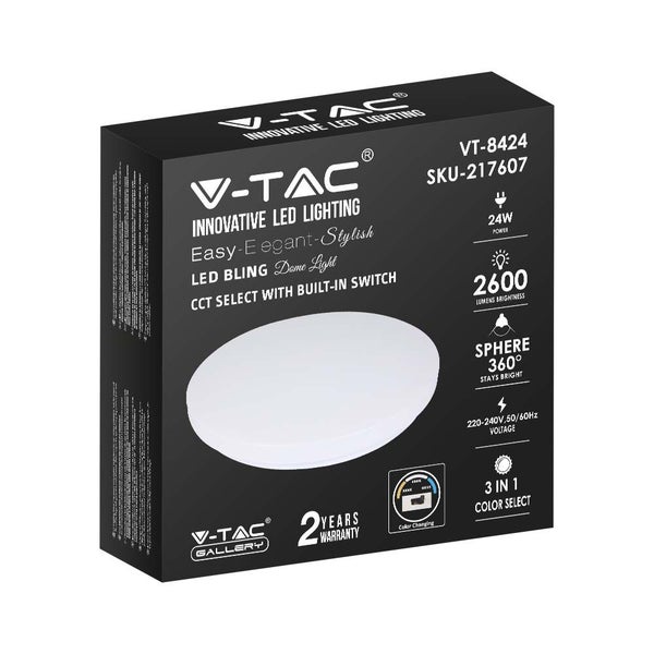 V-TAC LED Deckenleuchte Verpackung mit technischen Daten und Produkteigenschaften