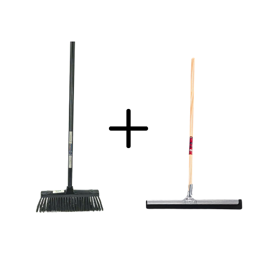 Besen und Abzieher zur Reinigung