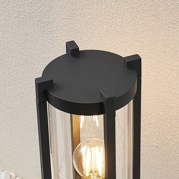 Lucande Außenleuchte Brienne (spritzwassergeschützt (Modern) in Schwarz aus Aluminium (1 flammig, E27) - Wegeleuchte Pollerleuchte Wegelampe Sockelleuchte