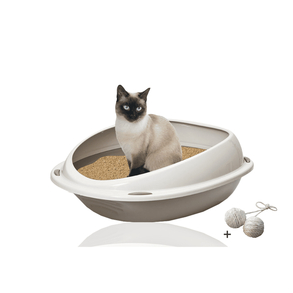 Rohrschneider Katzetoilette Shuttle grau + Spielkugel 2er-Set