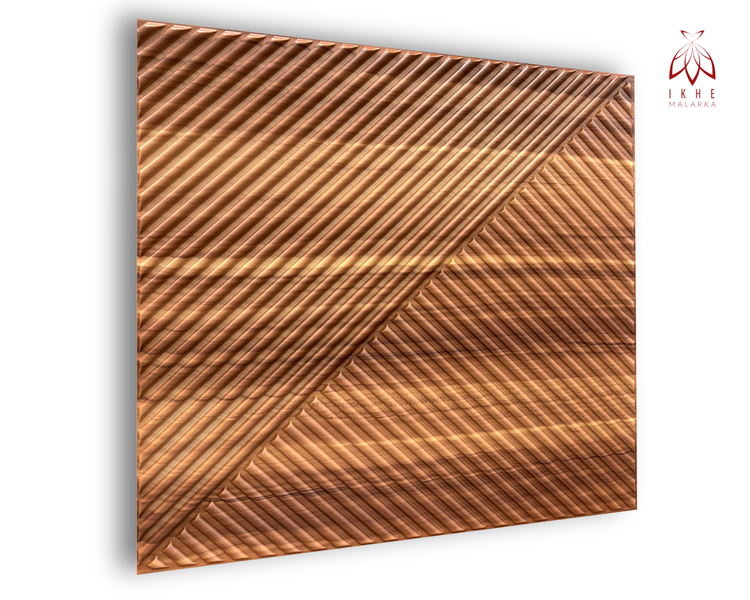 Dekorplatte aus Holz mit geometrischem Muster