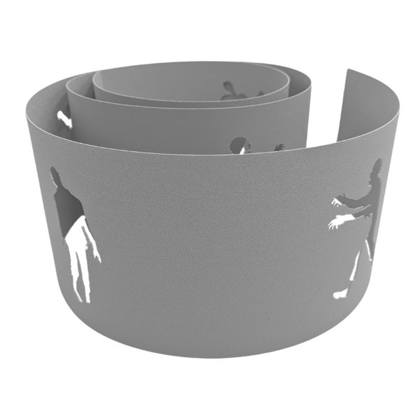 Dekorative Pflanzschale mit ausgestanzten Zombie-Motiven.