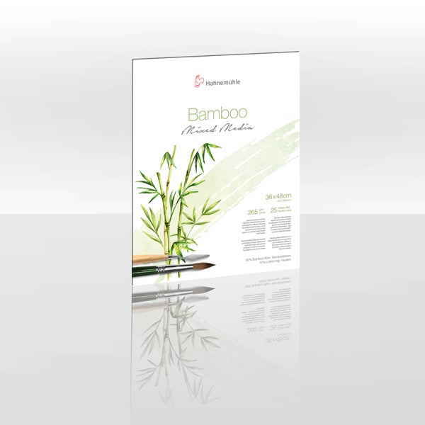 Hahnemühle Bamboo Mixed Media Block, 25 Blatt, 36 mal 48 Zentimeter, 265 Gramm pro Quadratmeter, Zeichenpapier aus Bambusfasern.