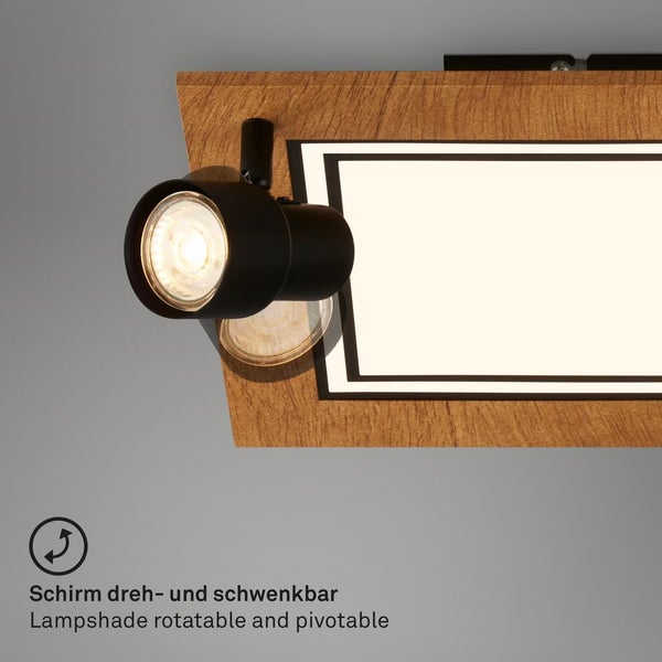 LED Deckenleuchte,schwarz-holzfarben,2xGU10+LED