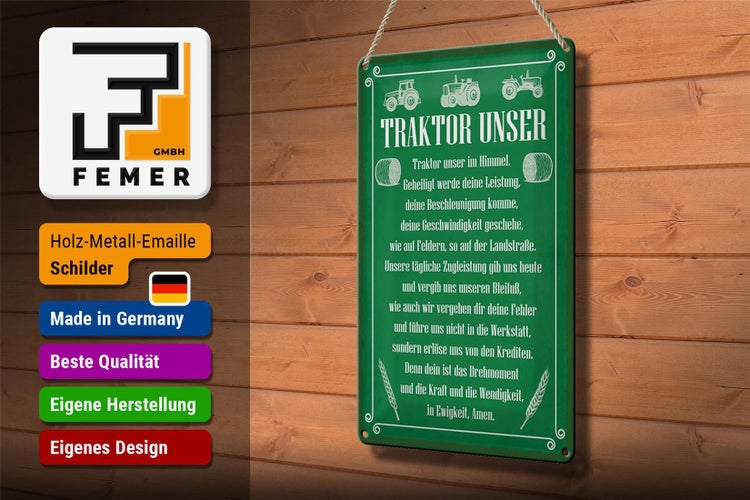 Blechschild Spruch 20x30cm Traktor unser in Ewigkeit Amen