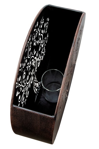 Etagenwagen mit zwei Holzablagen und blauem Stahlrohrgestell