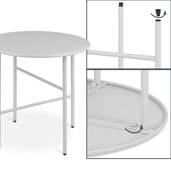 Beautissu Finn Beistelltisch Ø 44x46cm Hellgrau Metall