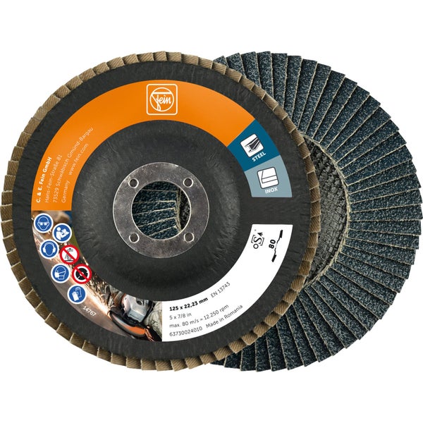 Fein Fiberschleifscheibe, 125 mm Durchmesser, zum Schleifen von Stahl und Inox