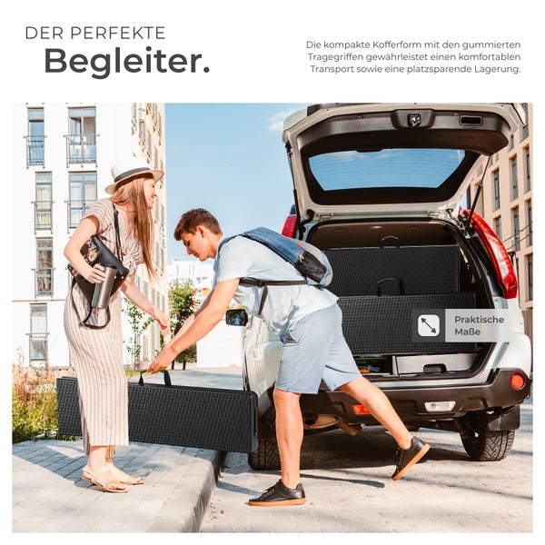 Campingtischgarnitur tectake Vani mit Tragegriffen klappbar schwarz-Rattanoptik