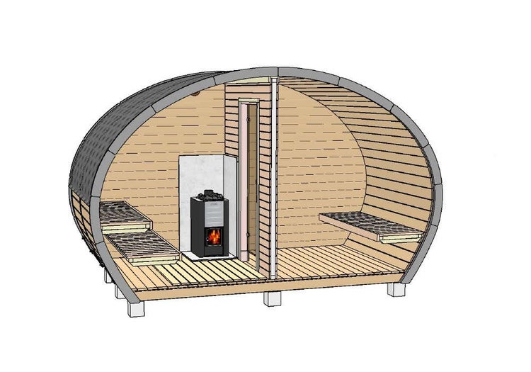 FinnTherm Sauna Hobbit XS Gartensauna 1 Sitzbänke aus Holz Sauna mit 42 mm Wandstärke, Außensauna mit Montagematerial