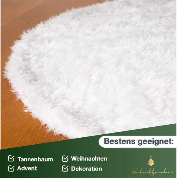Weißer, runder Teppich für Weihnachtsbaum