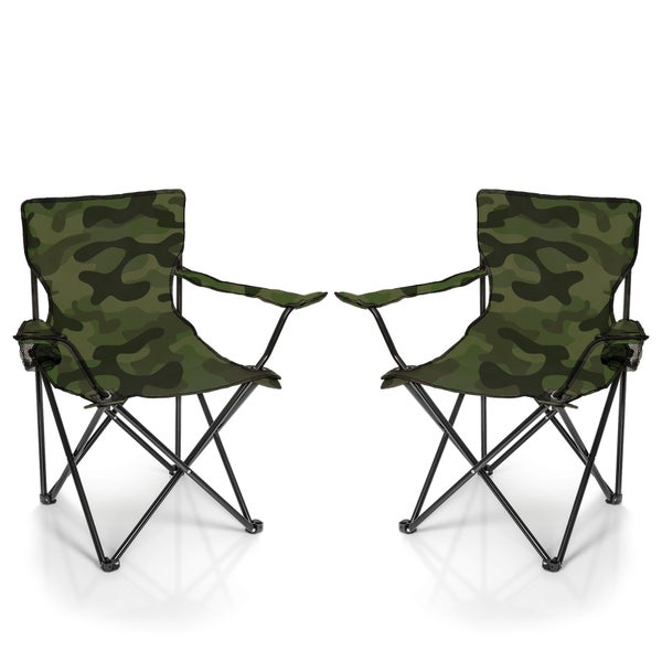 BigDean 2x Faltstuhl TARNMUSTER Camouflage Campingstuhl Anglerstuhl mit Getränkehalter & Tragetasche - Anglersessel klappbar - Klappstuhl Gartenstuhl Faltstuhl Relaxsessel Angelsessel faltbar